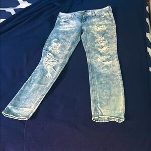 Hollister Blue Straight Leg Jeans Distressed Style